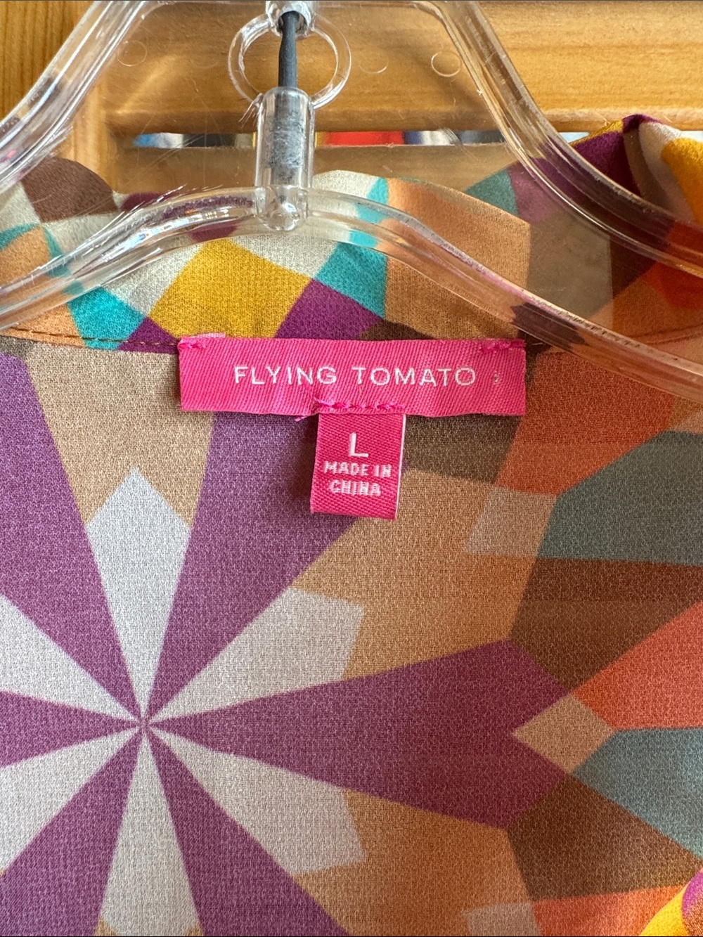 FLYING TOMATO Women’s Geometric Print Tie-Neck Blouse - Multicolor - Picture 2 of 5